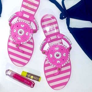 Jelly Jack Rogers Sandals NWOB Pink White Sz 8